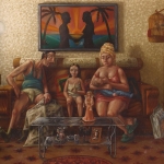 Familia. 1984. Óleo / lienzo 130 x 162 cm.