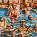 Piscina. 1984. Óleo / lienzo 130 x 162 cm.