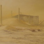 El desierto lejano. 1993. Óleo / tabla  60 x 120 cm.