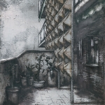 Moderno. 2002. Técnica mixta / zinc. 180 x 125 cm.