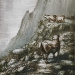 Un viaje IV, 2016. Técnica mixta sobre aluminio, 72 x 39