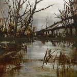 Paisaje inundado. 2009. Técnica mixta / aluminio 125 x 83 cm.   