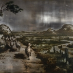 Paisaje prometido. 2010. Técnica mixta / aluminio. 125 x 180 cm.  